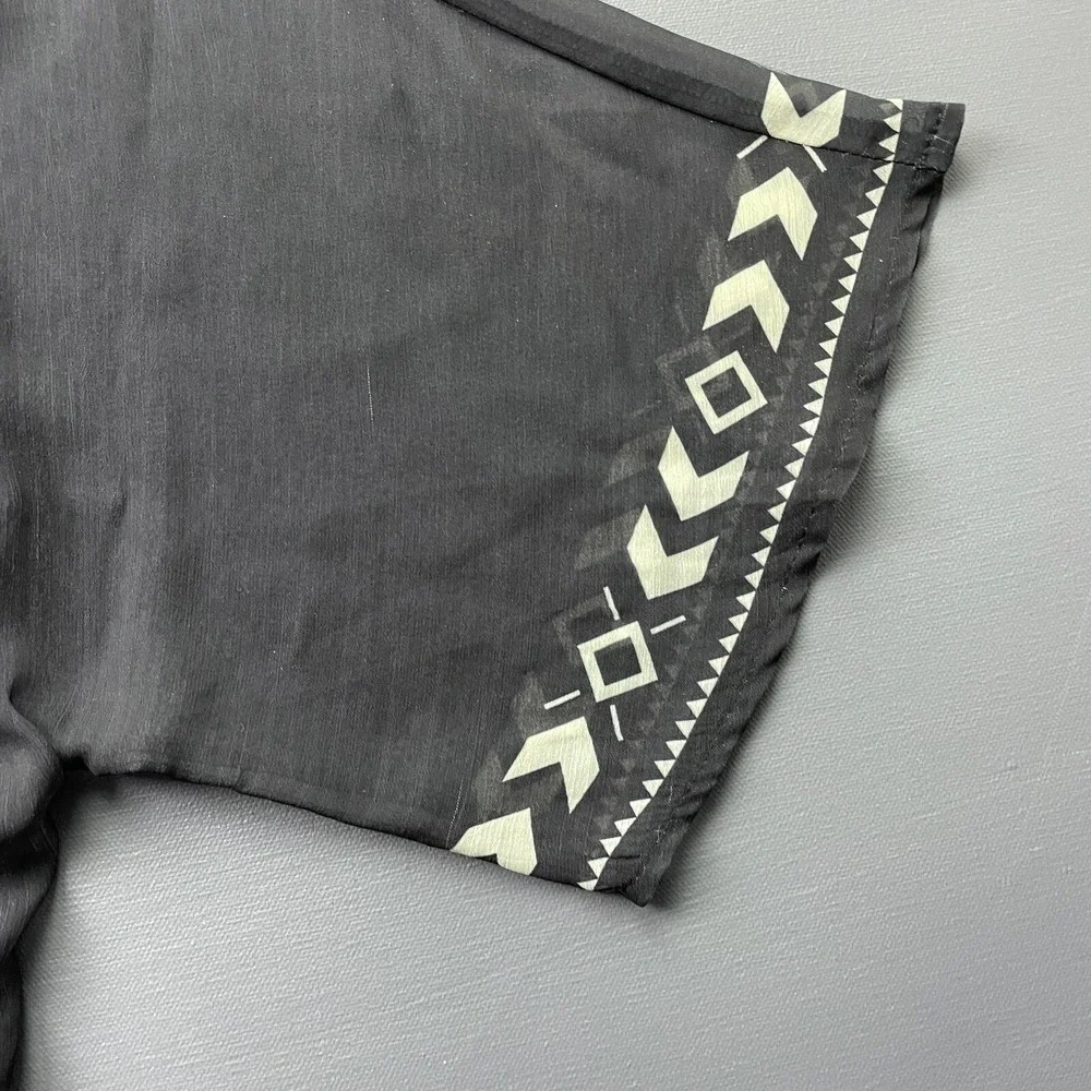 Xhilaration Kimono Cardigan Womens XS Black Fringe Sheer Festival Tribal Kimono